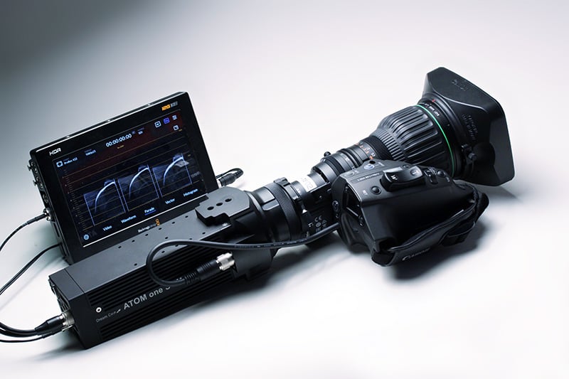 DreamchipAtom One SSM500 camera with Canon CJ18ex7.6 lens and Blackmagic Video Assist 12G.